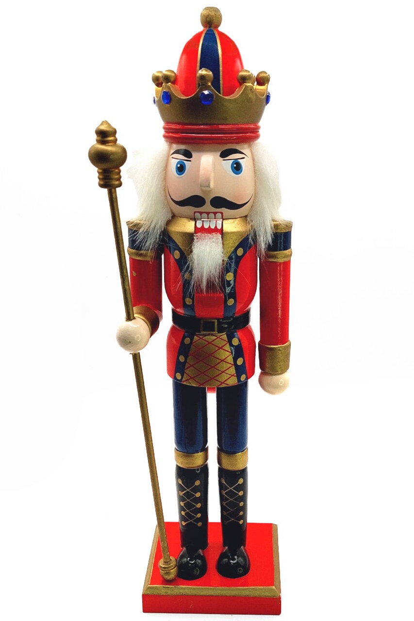 Christmas Nutcracker the Staffbearer. Wizardi Classic Wooden Festive Decoration F07M14-39-N01365A